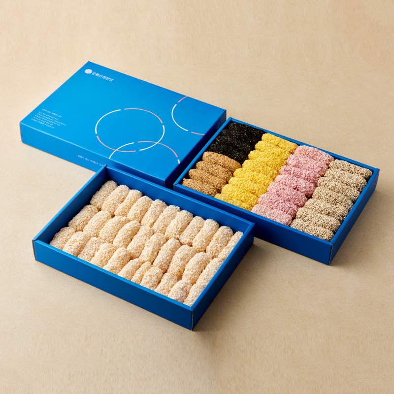 사임당에프앤비,강릉은정한과 강정화 2단 선물세트+보자기 포장 (수제 유과 전통 한과 답례품 명절 설날 추석선물)