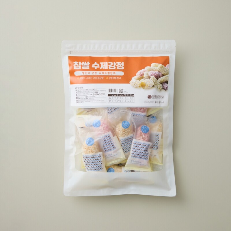 사임당에프앤비,강릉은정한과 한입한과 600g(200gX3봉) (전통 유과 조청 과즐 답례품 명절 설날 추석 단체선물)